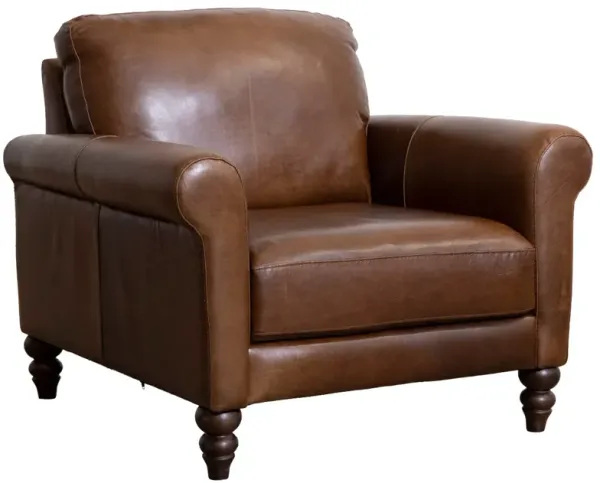 Soft Line 7474 Dallas Chestnut All Leather Chair