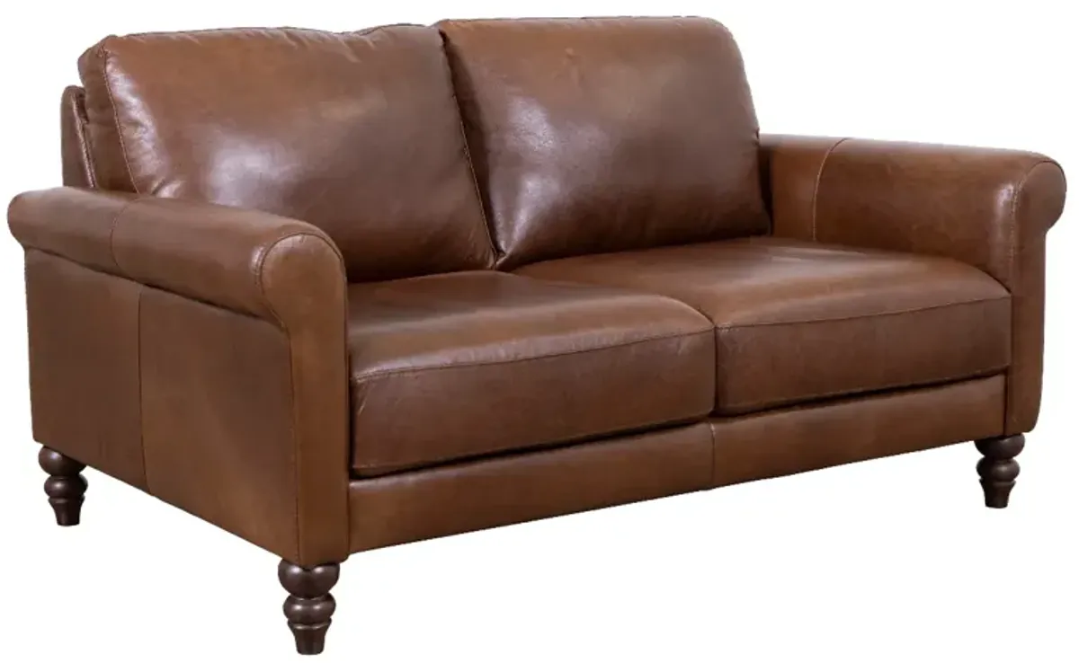 Soft Line 7474 Dallas Chestnut All Leather Loveseat
