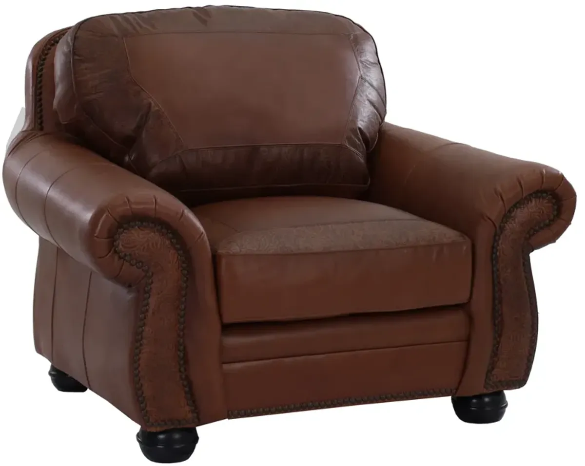 USA Premium Leather Almond Paisley Chair