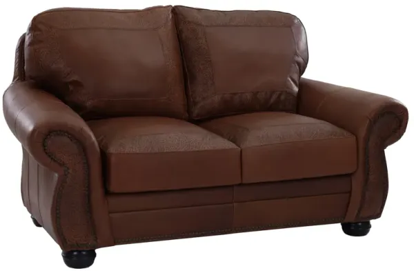 USA Premium Leather Almond Paisley Loveseat