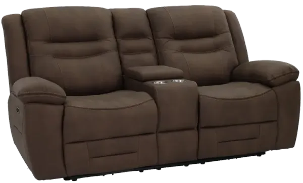 Behold Home Harley Brown Power Reclining Console Loveseat