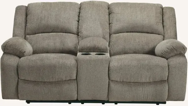 Signature Design by AshleyÂ® Draycoll Pewter Double Reclining Loveseat with Console
