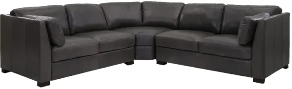 Soft Line Dark Grey 3 Piece All Leather Sectional