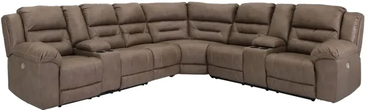 Signature Design by AshleyÂ® Ravenel 4-Piece Fossil Power Reclining Sectional