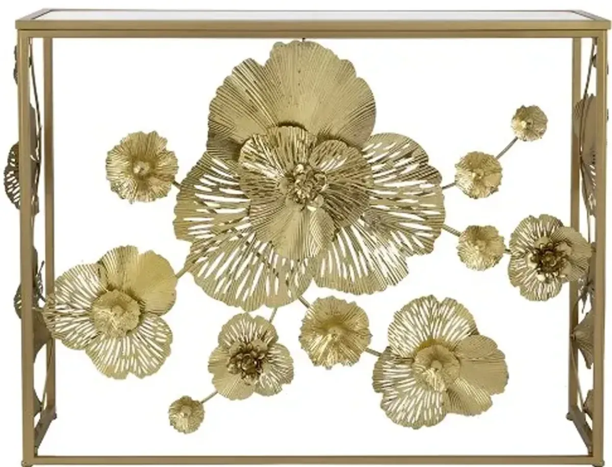 A & B Home Tamara Gold Metal Console Table