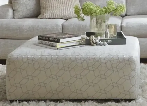 Albany Industries Gabriella Zaftig Parchment Cocktail Ottoman