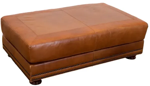 USA Premium Leather Furniture 9055 Brandy Gator All Leather Cocktail Ottoman