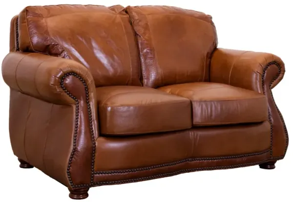 USA Premium Leather Furniture 9055 Brandy Gator All Leather Loveseat