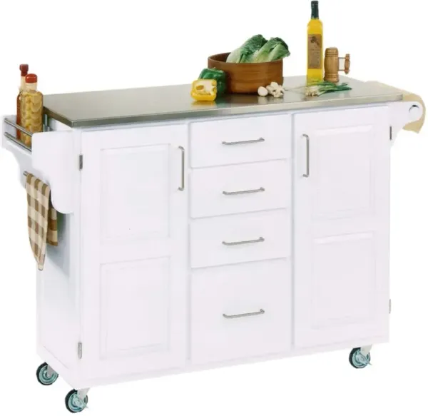 homestylesÂ® Create-a-Cart Stainless Steel/White Kitchen Cart