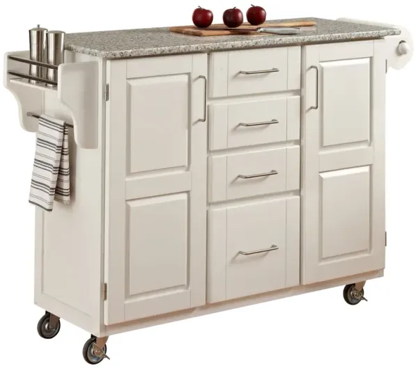 homestylesÂ® Create-a-Cart Salt-and-Pepper Granite/White Kitchen Cart