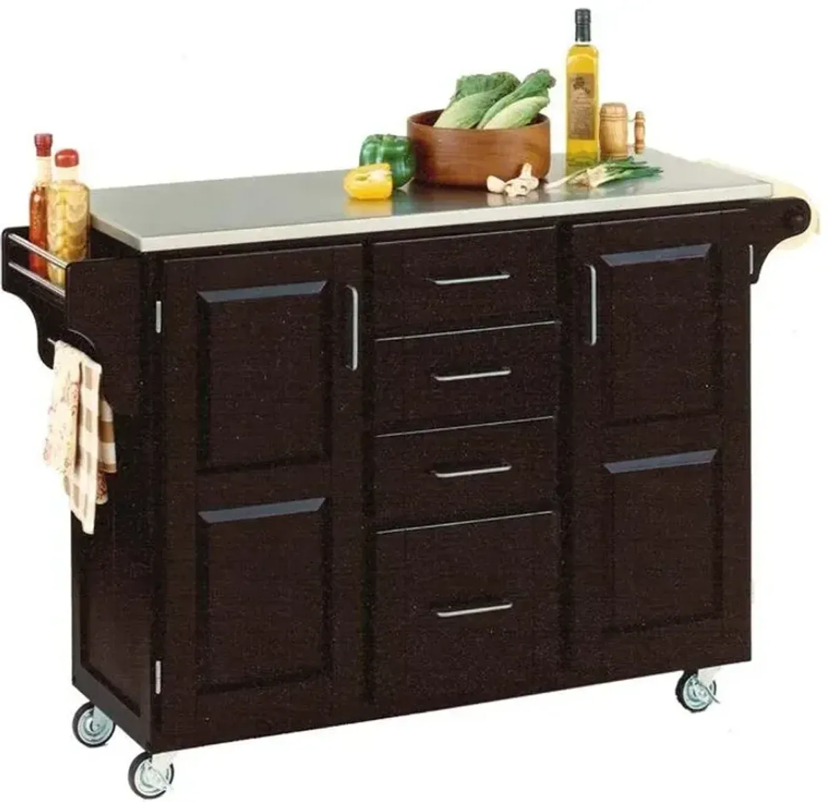 homestylesÂ® Create-a-Cart Black/Stainless Steel Kitchen Cart
