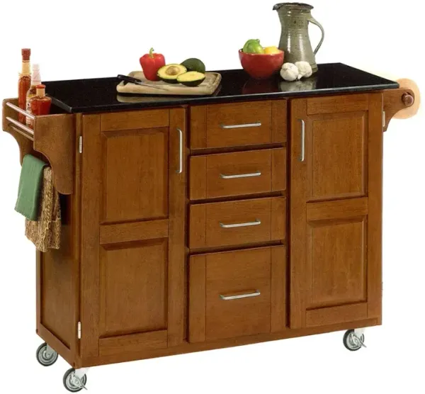homestylesÂ® Create-a-Cart Black Granite/Medium Oak Kitchen Cart