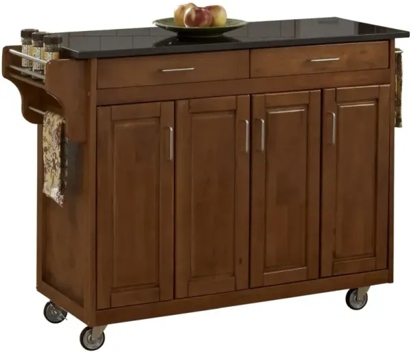 homestylesÂ® Create-A-Cart Black Granite/Cottage Oak Kitchen Cart
