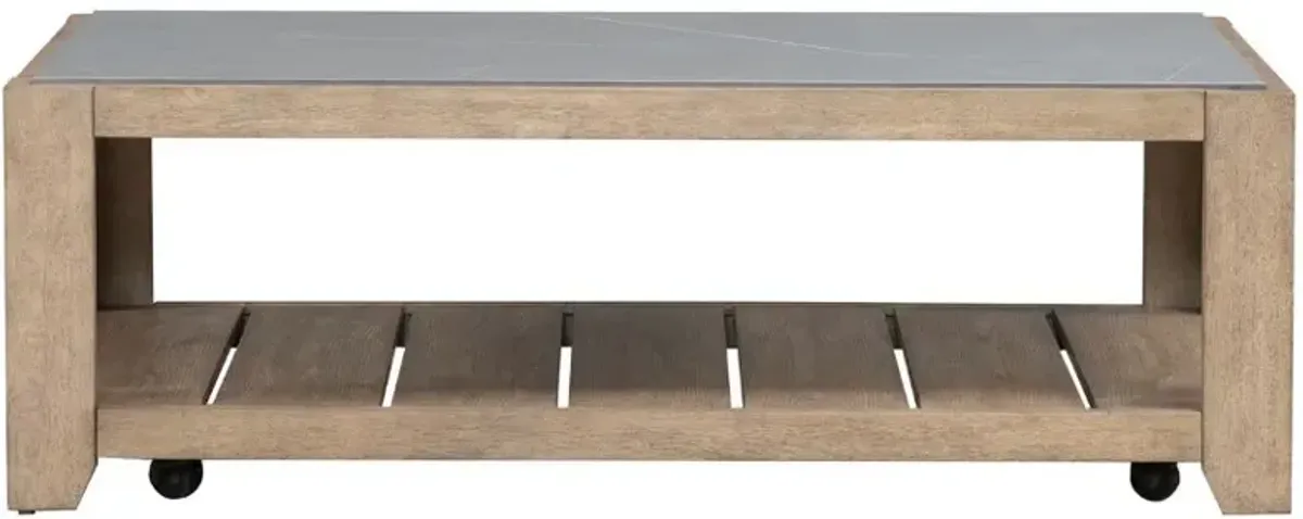 Liberty Furniture Millstone Gray Cocktail Table with Brown Base