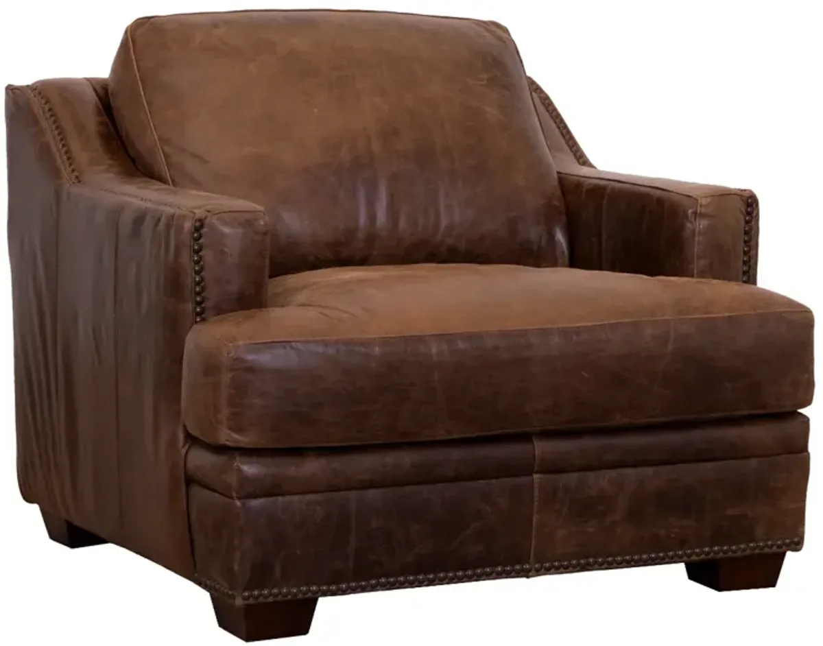USA Premium Leather Furniture 9397 Ancient Brown All Leather Chair