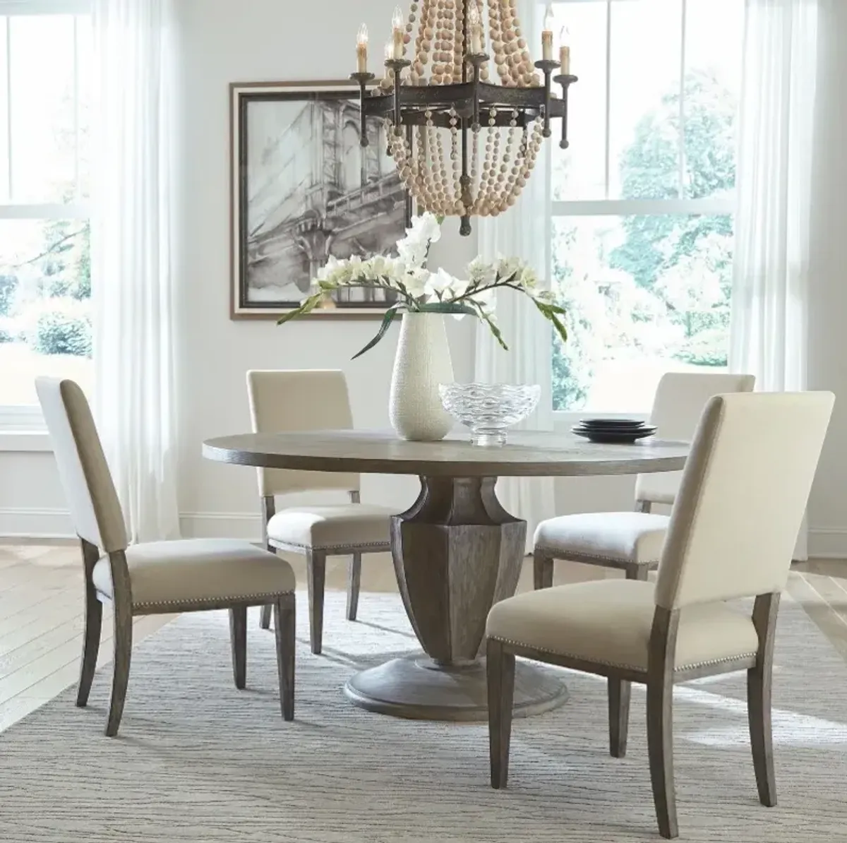 Liberty Furniture Westfield 5-Piece Havana Brown/Sand Round Pedestal Dining Set