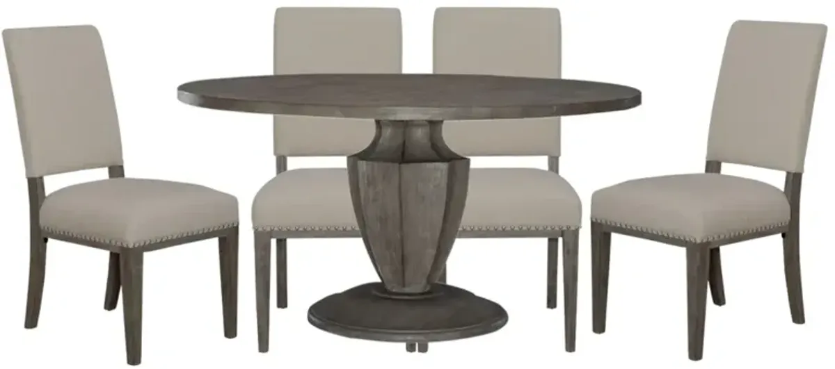 Liberty Furniture Westfield 5-Piece Havana Brown/Sand Round Pedestal Dining Set