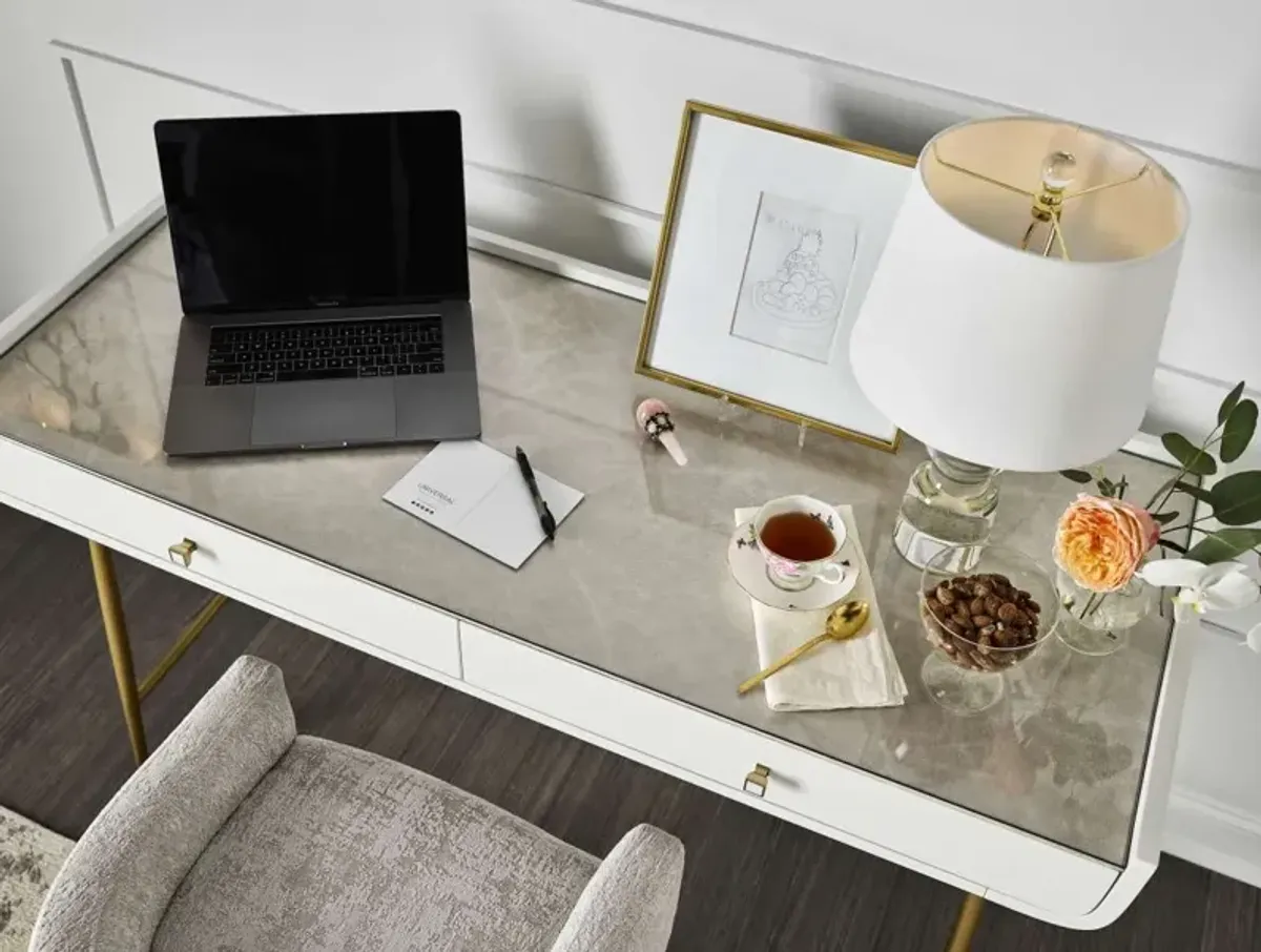 Universal Explore Home Love. Joy. Bliss.-Miranda Kerr Home Gold/White Lacquer Allure Vanity Desk