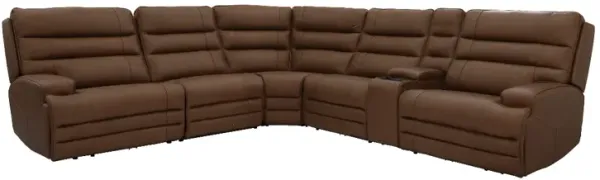 CHEERS Porto Walnut Leather 6 Piece Power Reclining Sectional