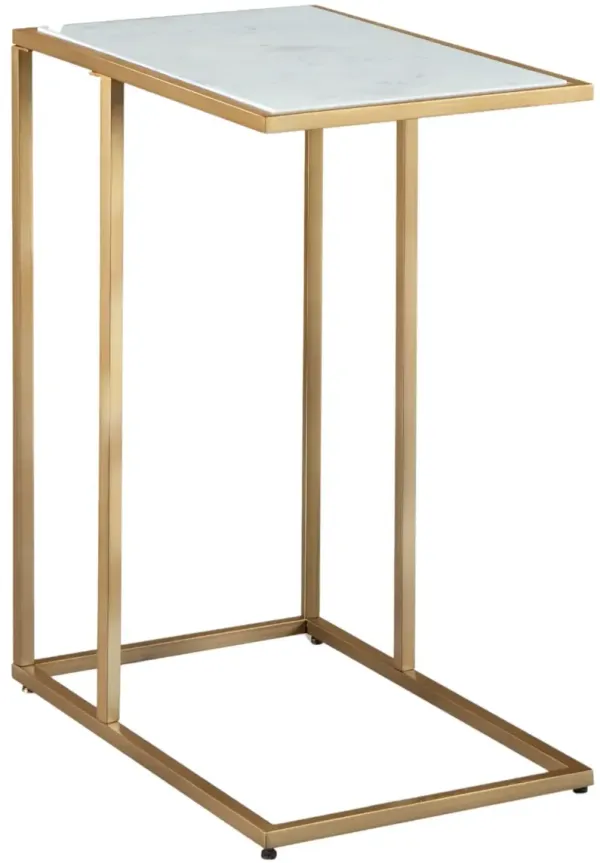 Signature Design by AshleyÂ® Lanport White Accent Table with Champagne Stand 