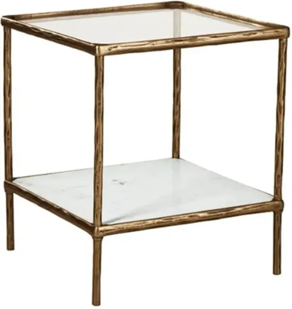 Signature Design by AshleyÂ® Ryandale Glass Top Accent Table with Antique Brass Base