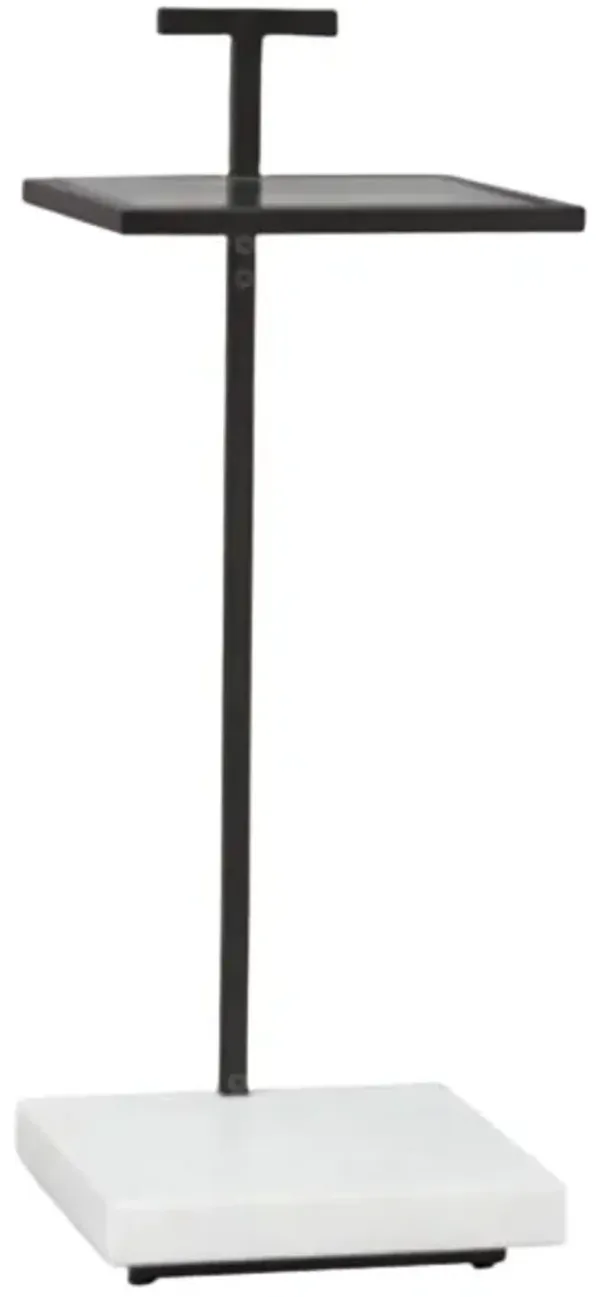 Signature Design by AshleyÂ® Mannill Glass Top Accent Table with Black/White Base