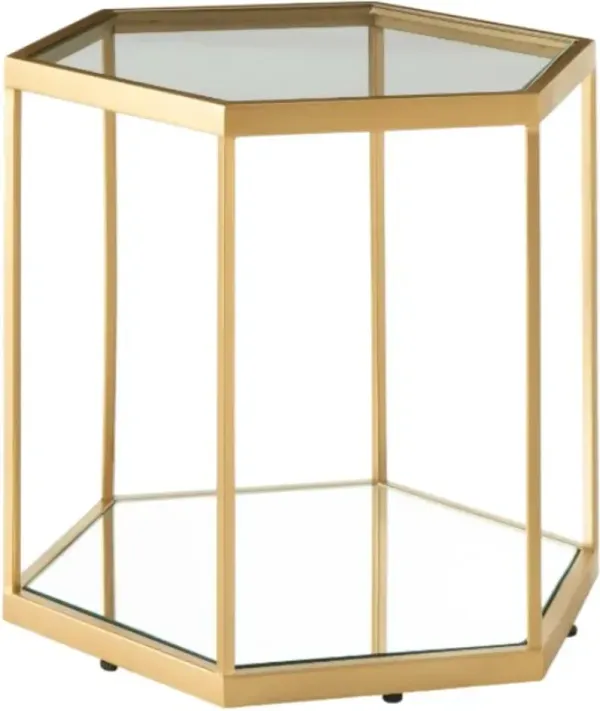 Signature Design by AshleyÂ® Veerwick Glass Top Cocktail Table with Gold Base