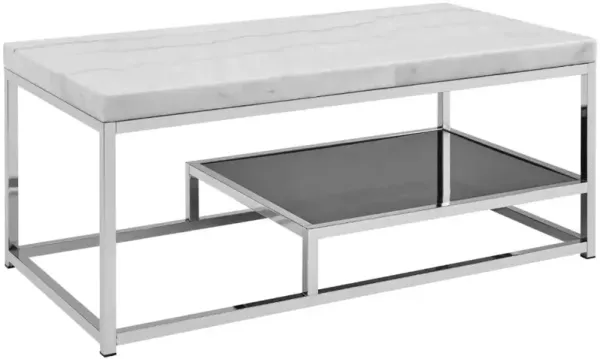 Steve Silver Co. Aston White Coffee Table with Chrome Base