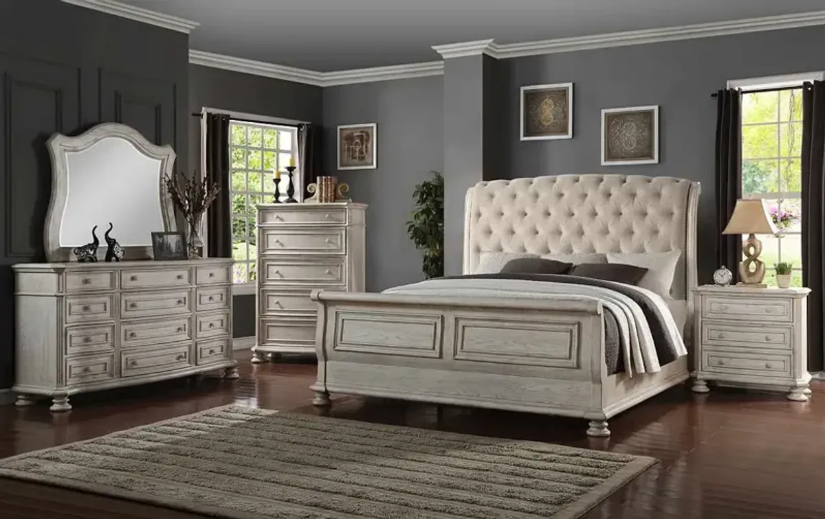 Avalon Furniture Barton Creek Off White King Upholstered Sleigh Bed