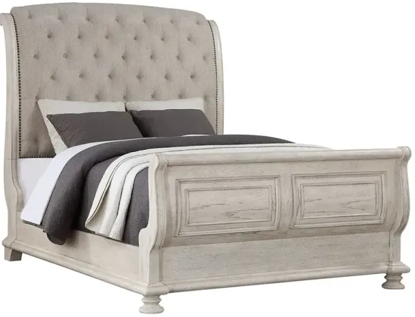Avalon Furniture Barton Creek Off White King Upholstered Sleigh Bed