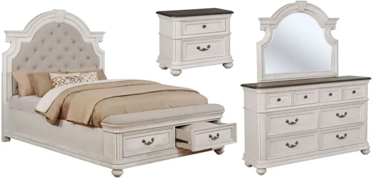Avalon Furniture B162 4 Piece White Queen Storage Bedroom Set