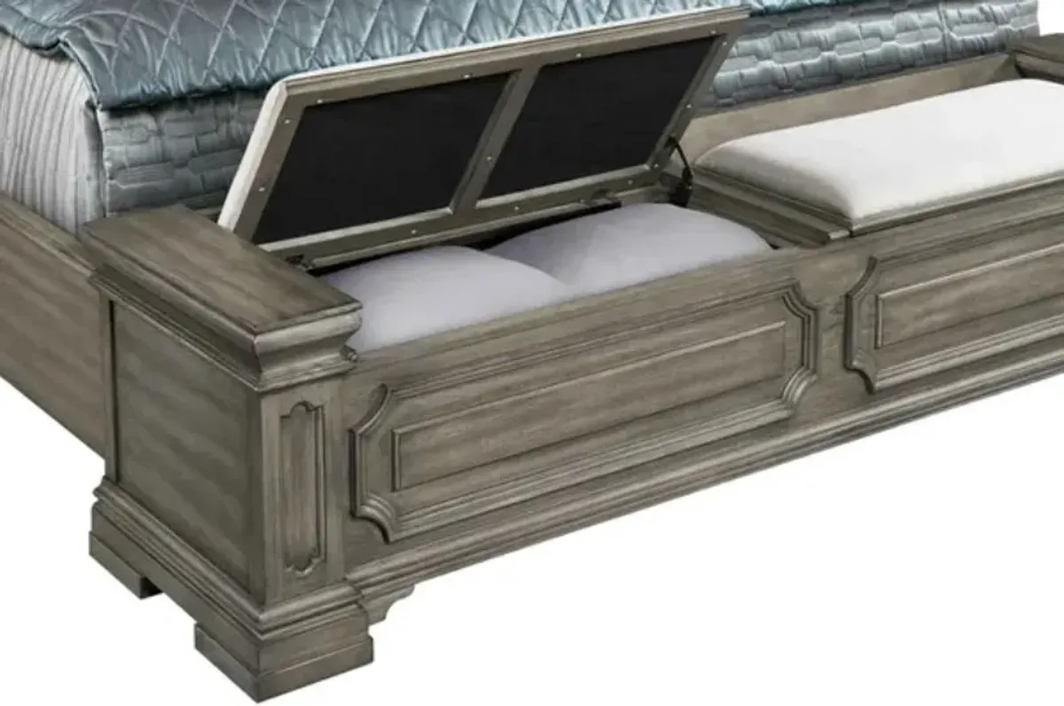 Elements International Kings Court Gray King Panel Storage Bed