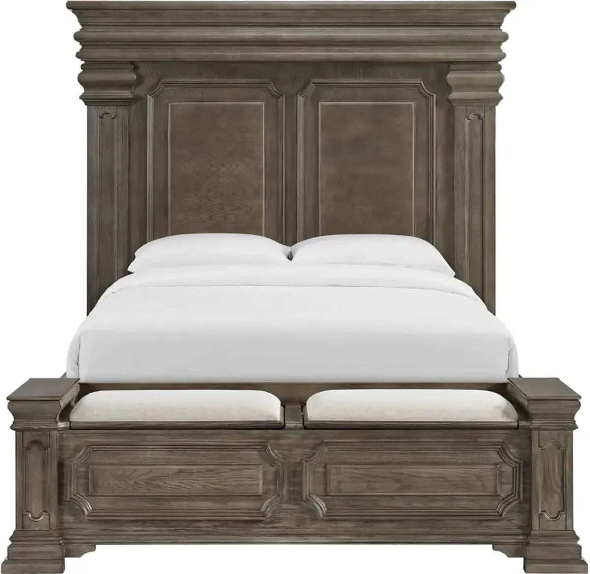 Elements International Kings Court 4-Piece Grey Queen Storage Panel Bedroom Set