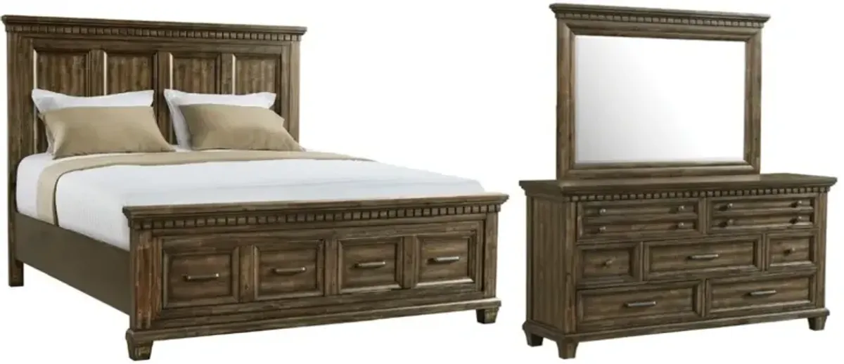 Elements International McCoy 3-Piece Charcoal King Storage Bedroom Set