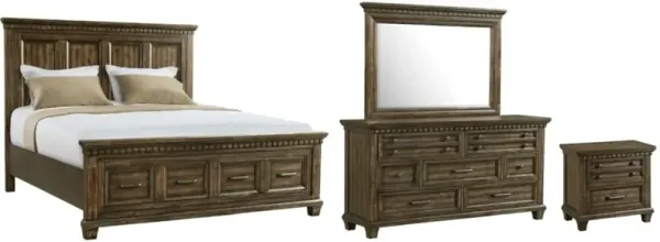 Elements International McCoy 4-Piece Charcoal Queen Storage Bedroom Set