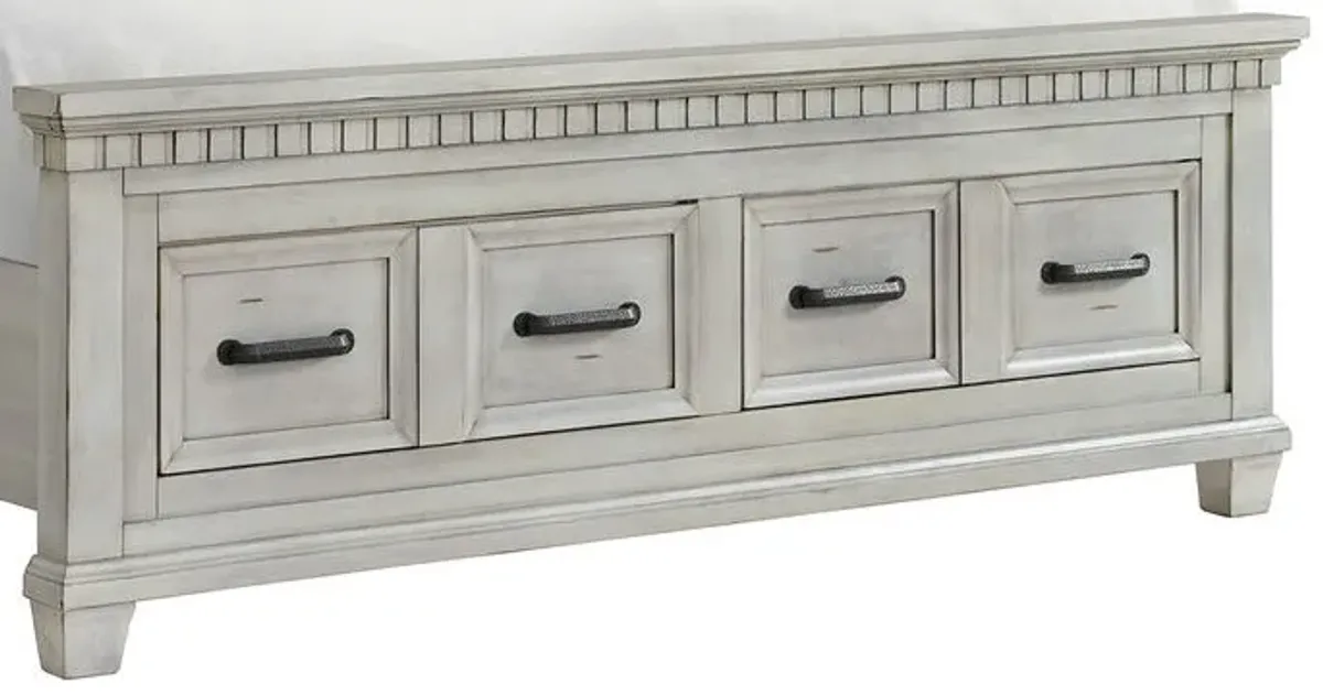 Elements International McCoy Antique White King Storage Panel Bed
