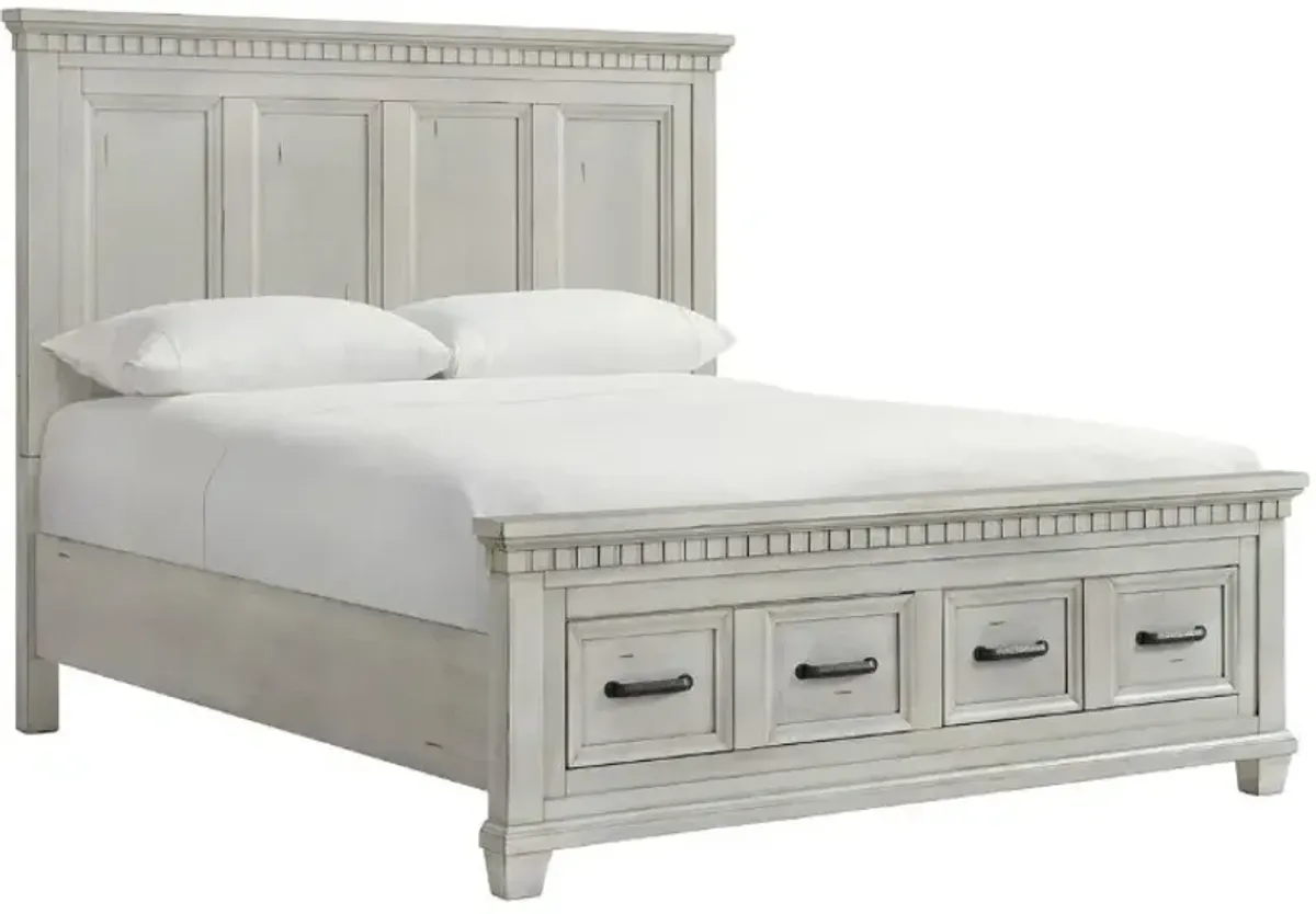 Elements International McCoy Antique White King Storage Panel Bed