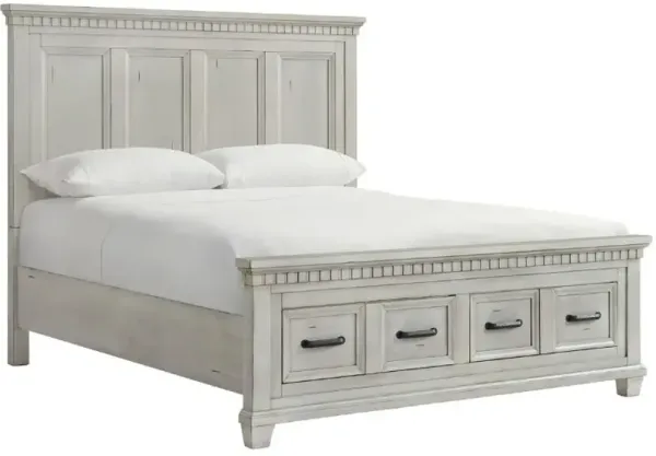 Elements International McCoy Antique White King Storage Panel Bed