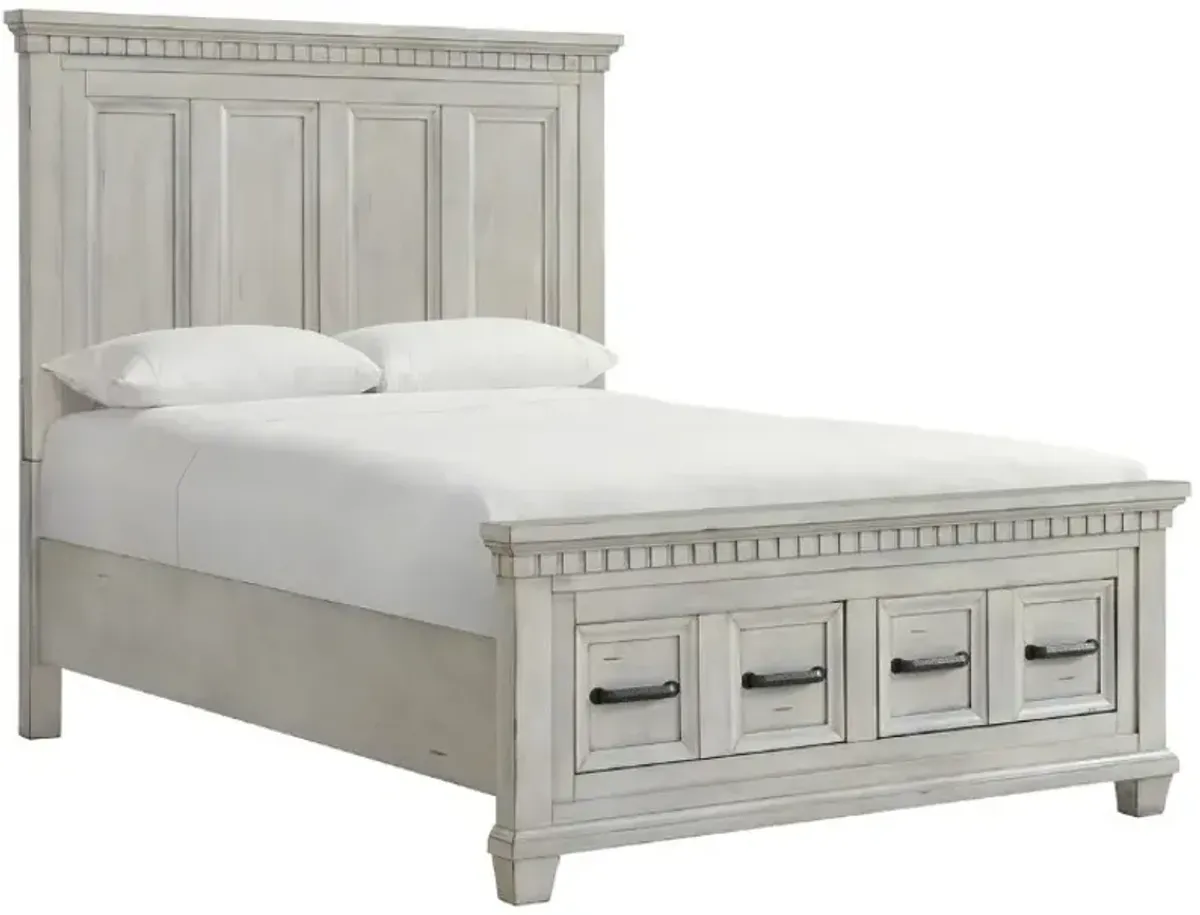 Elements International McCoy 4-Piece Antique White Queen Storage Bedroom Set