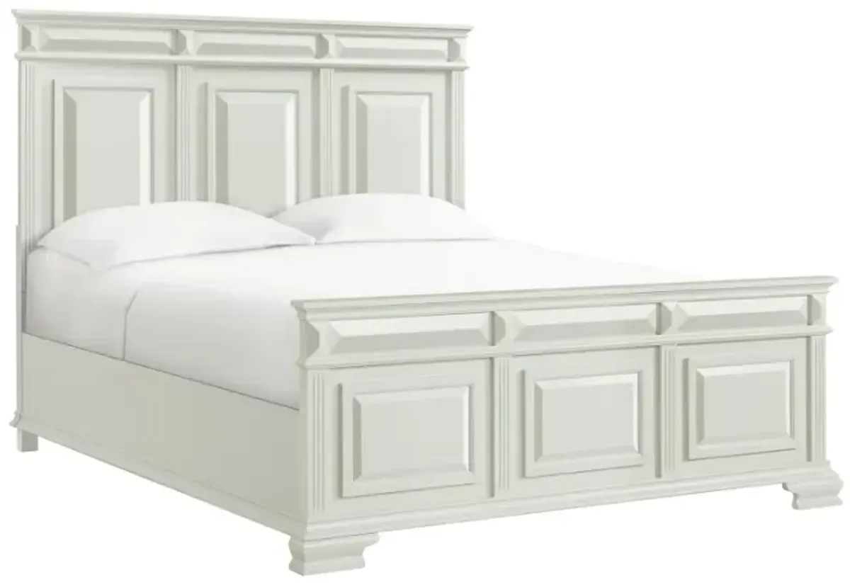 Elements International Bridgestone Antique White King Panel Bed