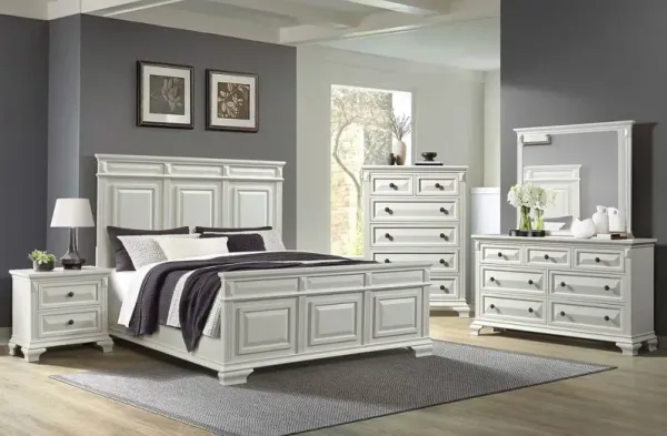 Elements International Bridgestone 3-Piece Antique White King Bed Set