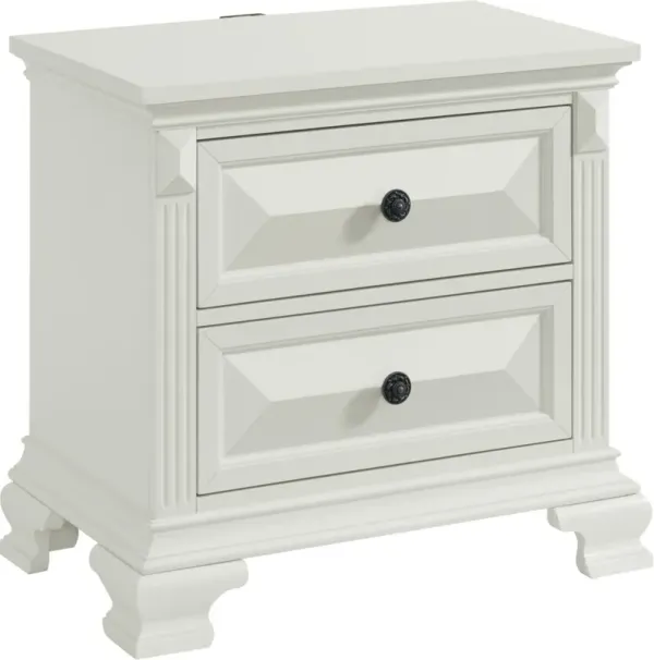 Elements International Bridgestone Antique White Nightstand
