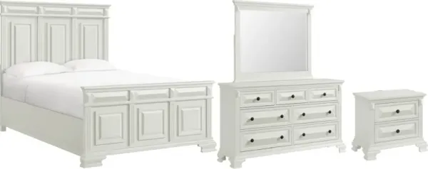 Elements International Bridgestone 4-Piece Antique White Queen Bed Set
