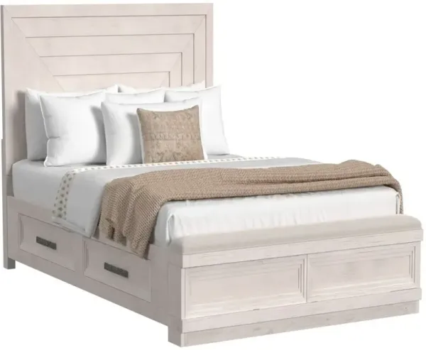 Elements International Avalanche 4-Piece Antique White Queen Storage Bedroom Set