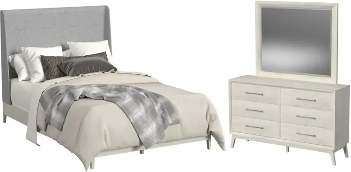 Elements International Westland 3-Piece Almond/Gray Full Upholstered Bedroom Set