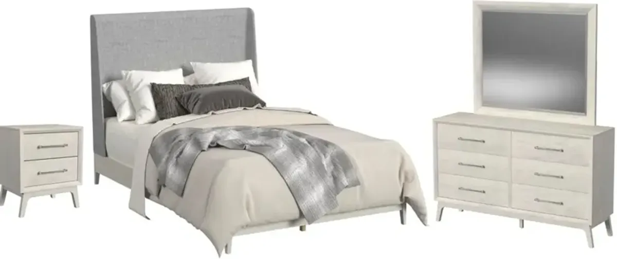 Elements International Westland 4-Piece Almond/Gray Full Upholstered Bedroom Set