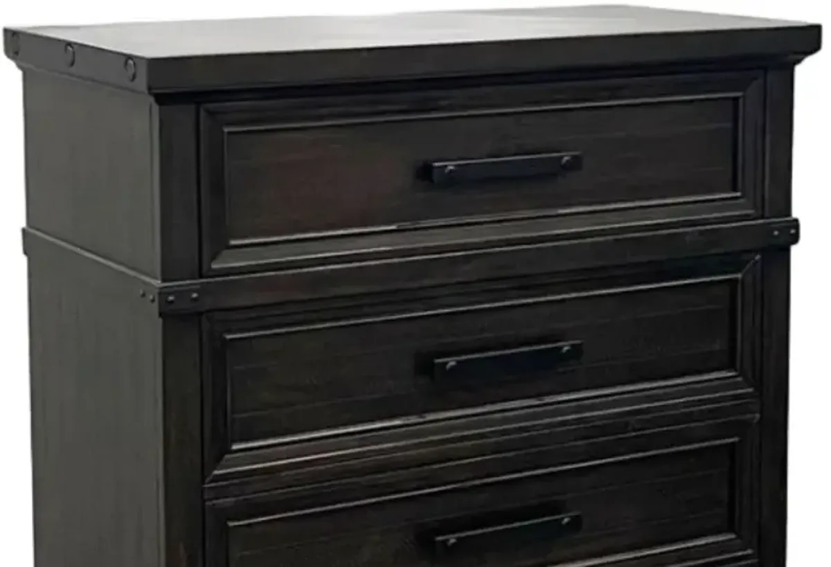 Elements International Colorado City Black 5-Drawer Charcoal Chest