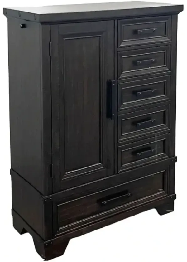Elements International Colorado City Black Charcoal 6-Drawer Door Chest