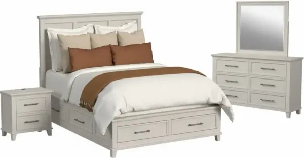 Elements International Canterbury 4-Piece Ivory Queen Panel Bedroom Set