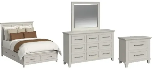 Elements International Canterbury 4-Piece Ivory Queen Storage Bedroom Set